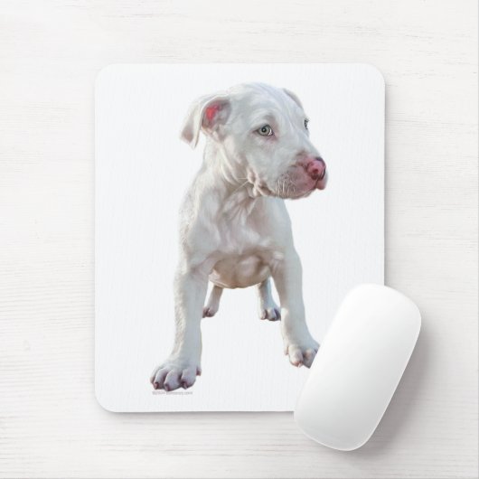 Weißer Pitbull-Welpe Mousepad (Mit Mouse)