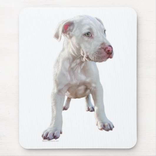 Weißer Pitbull-Welpe Mousepad (Vorne)