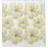 Weißer Plumeria-Blume Duschvorhang (Vorderseite)