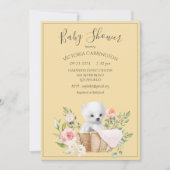 Weißer Polar Bär Aquarell Gelbe Babydusche Einladung (Vorderseite)