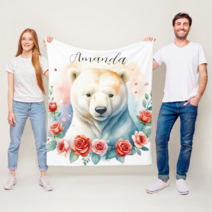 Weißer Polar-Bär Fleecedecke