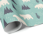 Weißer Polar Bären Evergreen Trees im Schnee Geschenkpapier (Rolleneckpunkt)