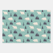 Weißer Polar Bären Evergreen Trees im Schnee Geschenkpapier Set (Vorderseite 3)