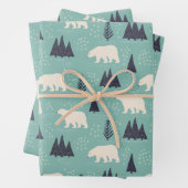 Weißer Polar Bären Evergreen Trees im Schnee Geschenkpapier Set (Beispiel)