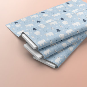 Weißer Polar Bären Schneeflocken Hellblau Stoff