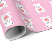 Weißer Polar Teddy Bär mit Herz Geschenkpapier (Rolleneckpunkt)