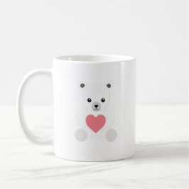 Weißer Polar Teddy Bär mit Herz Kaffeetasse