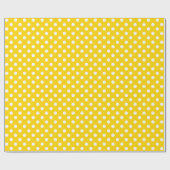 Weißer Polka-Dot auf Golden Yellow Medium Space Geschenkpapier (Flach)