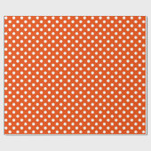 Weißer Polka-Dot auf hellen Orange-Medium-Space Geschenkpapier (Flach)