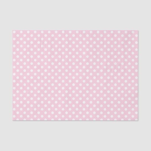 Weißer Polka-Dot auf hellrosa Gewebpapier Seidenpapier (Vorderseite)
