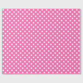 Weißer Polka-Dot auf rosa Medium Space Geschenkpapier (Flach)