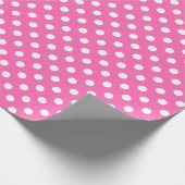 Weißer Polka-Dot auf rosa Medium Space Geschenkpapier (Ecke)
