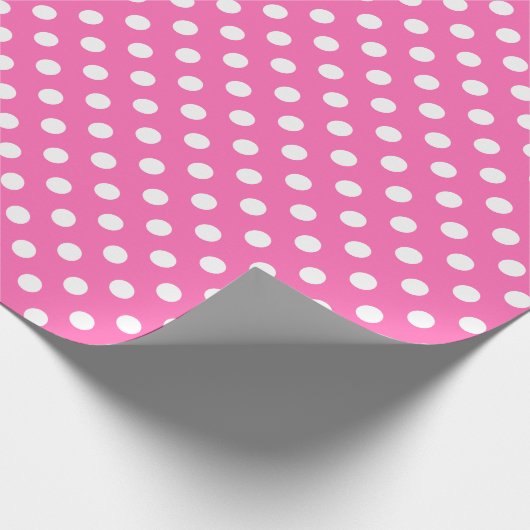 Weißer Polka-Dot auf rosa Medium Space Geschenkpapier (Ecke)