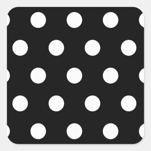 Weißer Polka-Dot auf schwarzem Aufkleber (Vorderseite)