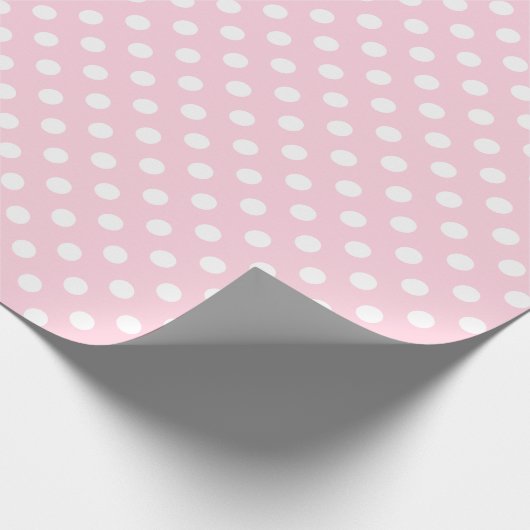 Weißer Polka-Dot im hellrosa Mittelraum Geschenkpapier (Ecke)