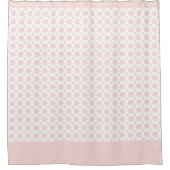 Weißer Polka-Dot-Teig mit hellrosa Weiß Duschvorhang (Vorderseite)