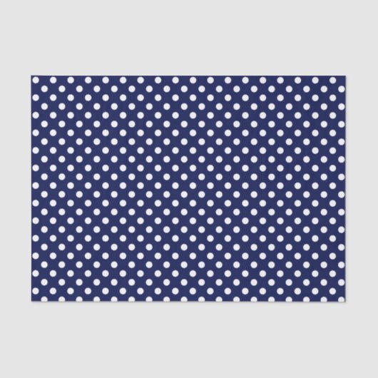 Weißer Polka-Dot über blaues Gewebe der Marine Seidenpapier (Vorderseite)