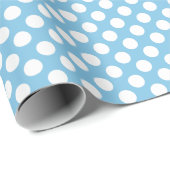 Weißer Polka-Dot über das hellblaue Wrapping Paper Geschenkpapier (Rolleneckpunkt)