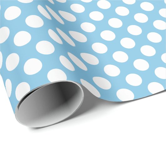 Weißer Polka-Dot über das hellblaue Wrapping Paper Geschenkpapier (Rolleneckpunkt)