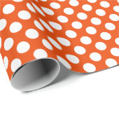 Weißer Polka-Dot über das helle Orangenpflaster Geschenkpapier (Rolleneckpunkt)