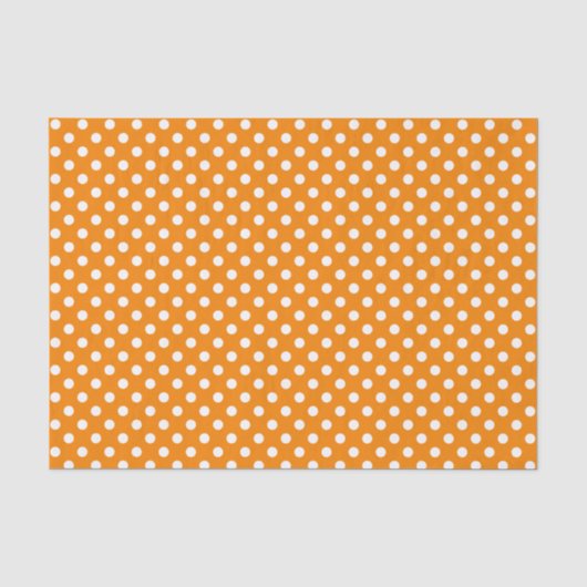 Weißer Polka-Dot über Orange-Gewebe Seidenpapier (Vorderseite)