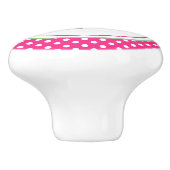 Weißer Polka-Dot und rosa Blütenblätter Keramikknauf (Seitenansicht)