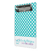 Weißer Polka-Dot und türkisfarbener Hintergrund Mini Klemmbrett (Gewinkelt2)