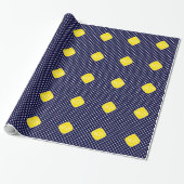 Weißer Polka Dots Gelbes Quatrefolien 3 Monogramm Geschenkpapier (Ungerollt)