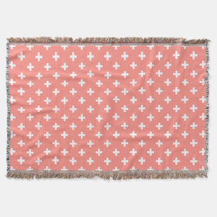 Weißer Polka-Kreuz auf Pfirsich Decke
