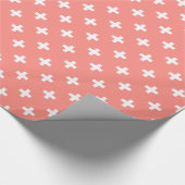 Weißer Polka-Kreuz auf Pfirsich Geschenkpapier (Ecke)