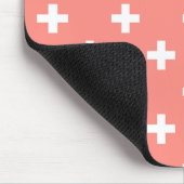 Weißer Polka-Kreuz auf Pfirsich Mousepad (Ecke)
