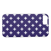 Weißer Polka kreuzt auf marineblau Case-Mate iPhone Hülle (Rückseite (Horizontal))
