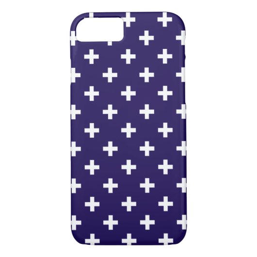 Weißer Polka kreuzt auf marineblau Case-Mate iPhone Hülle (Rückseite)