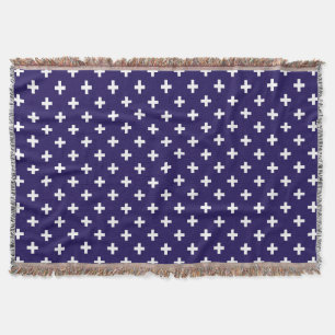 Weißer Polka kreuzt auf marineblau Decke