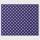 Weißer Polka kreuzt auf marineblau Geschenkpapier (Flach)