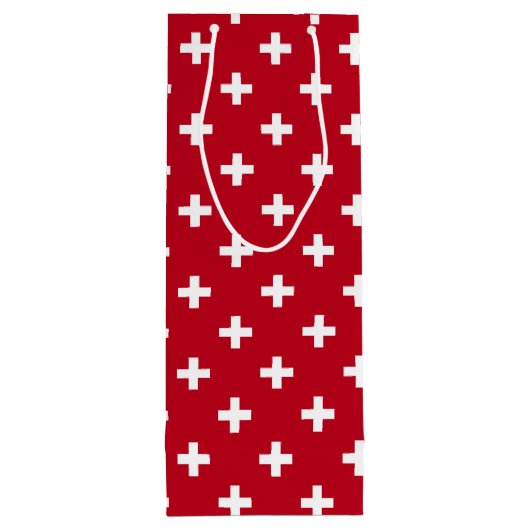 Weißer Polka kreuzt auf rot Geschenktüte Für Weinflaschen (Rückseite)