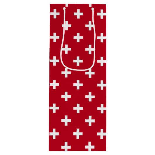 Weißer Polka kreuzt auf rot Geschenktüte Für Weinflaschen (Vorderseite)