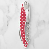 Weißer Polka kreuzt auf rot Kellnermesser (Rückseite)