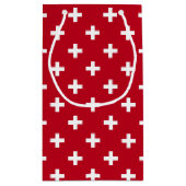 Weißer Polka kreuzt auf rot Kleine Geschenktüte (Rückseite)