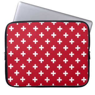 Weißer Polka kreuzt auf rot Laptopschutzhülle