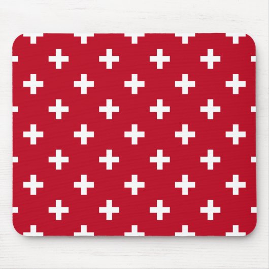 Weißer Polka kreuzt auf rot Mousepad (Vorne)
