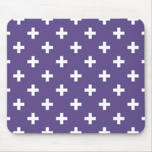Weißer Polka kreuzt auf Ultraviolett Mousepad