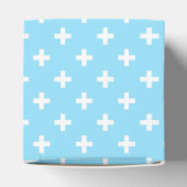 Weißer Polka kreuzt in Babyblau Geschenkschachtel (Oben)