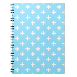 Weißer Polka kreuzt in Babyblau Notizblock