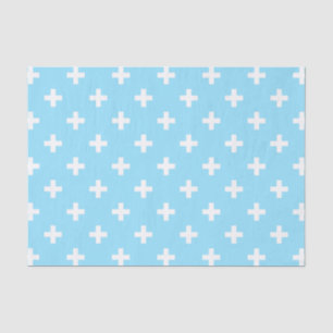 Weißer Polka kreuzt in Babyblau Seidenpapier