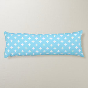 Weißer Polka kreuzt in Babyblau Seitenschläferkissen