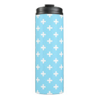 Weißer Polka kreuzt in Babyblau