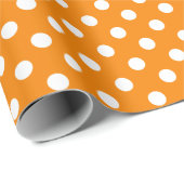 Weißer Polka-Punkt auf Orange Medium Space Geschenkpapier (Rolleneckpunkt)