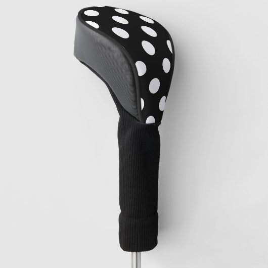 Weißer Polka-Punkt auf schwarzem Muster Golf Headcover (angewinkelt)