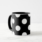 Weißer Polka-Punkt auf schwarzem Muster Tasse (Vorderseite Links)